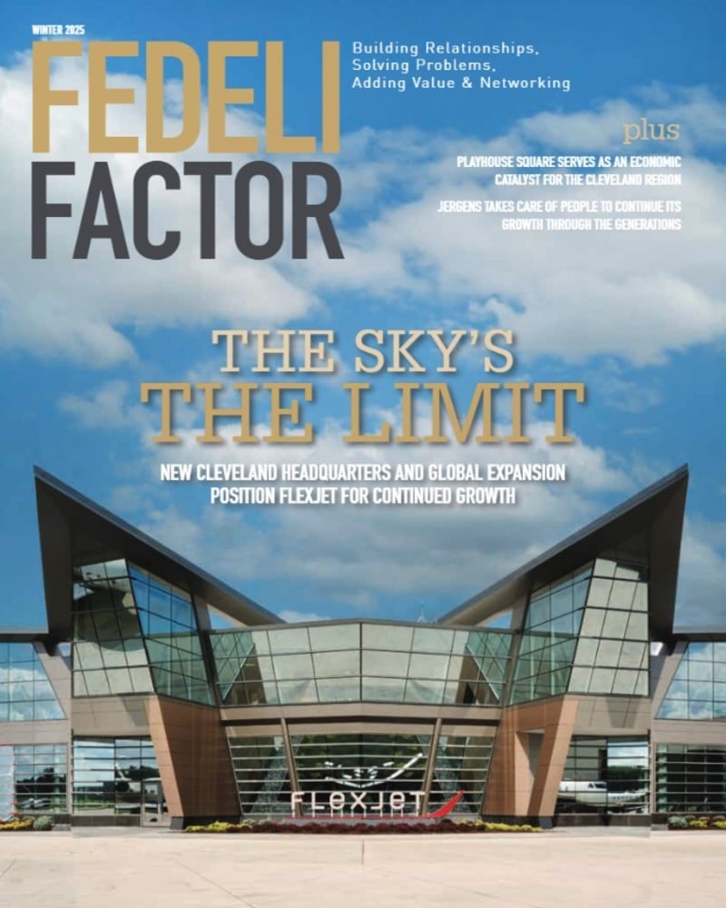 The flexjet headquarters on the cover of Fedeli Factor